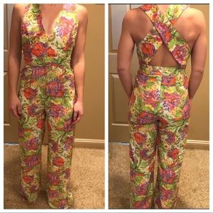 Mustard Seed Multi-Colored Criss-Cross Jumpsuit
